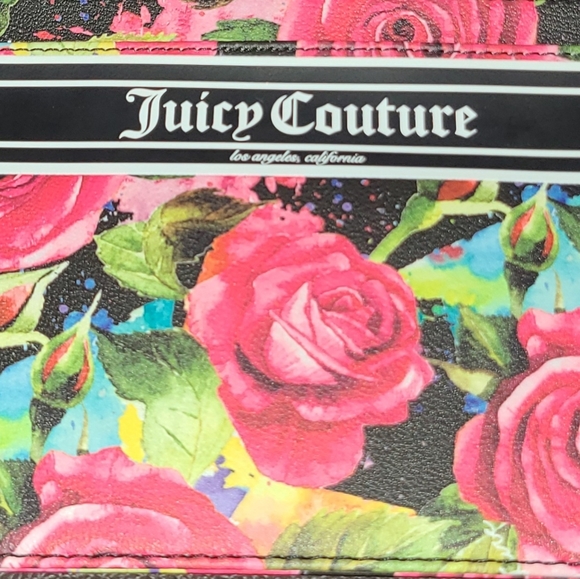 JUICY COUTURE FLORAL ROSES ROSE CLUTCH WRISTLET POUCH TRAVEL ID WALLET BAG 🌹 - Picture 7 of 16